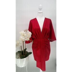 Moos Studio Designer Burnt Orange Kimono Style Party Chic Mini Dress 40/Small